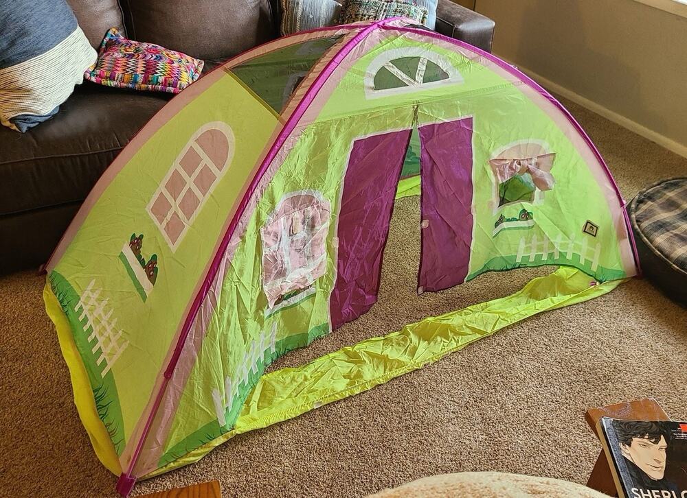 Pacific Play Girls Bed Tent Twin Pink Cottage House Canopy Play Area Window Dome